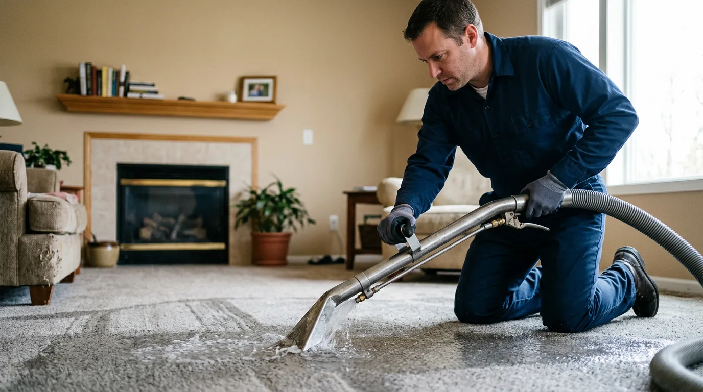 Water damage restoration technician working near Lynn, MA